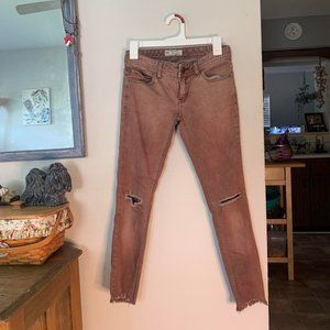 Sz 24, Free People distressed cut-off rust colored jeans